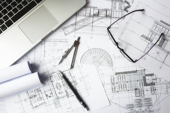 image-engineering-objects-workplace-top-view-construction-concept-engineering-tools-vintage-tone-retro-filter-effect-soft-focus-selective-focus